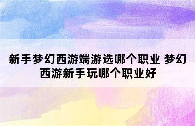 新手梦幻西游端游选哪个职业 梦幻西游新手玩哪个职业好